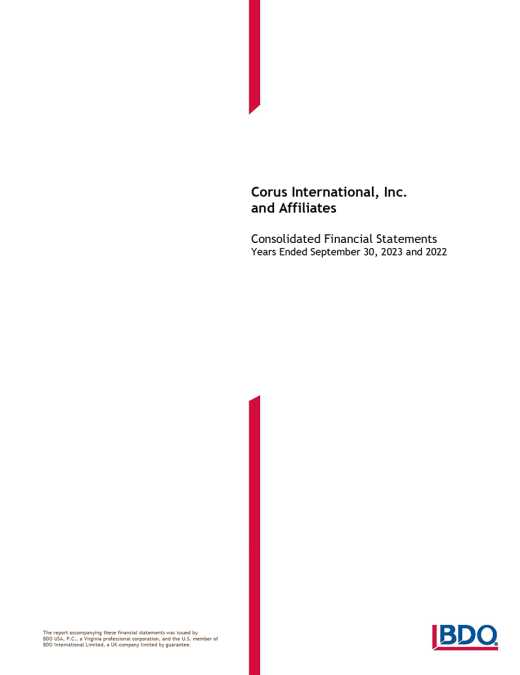 Corus International, Inc. and Affiliates Consolidated Financial Statements FY23