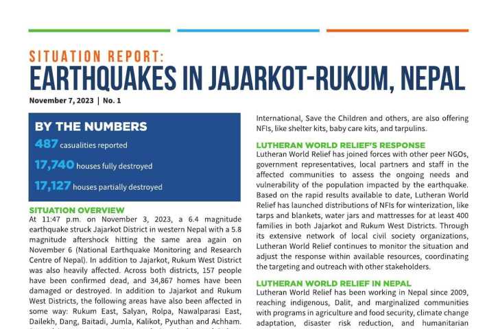 Informe de situación nº 1: Terremotos en Jajarkot-Rukum, Nepal